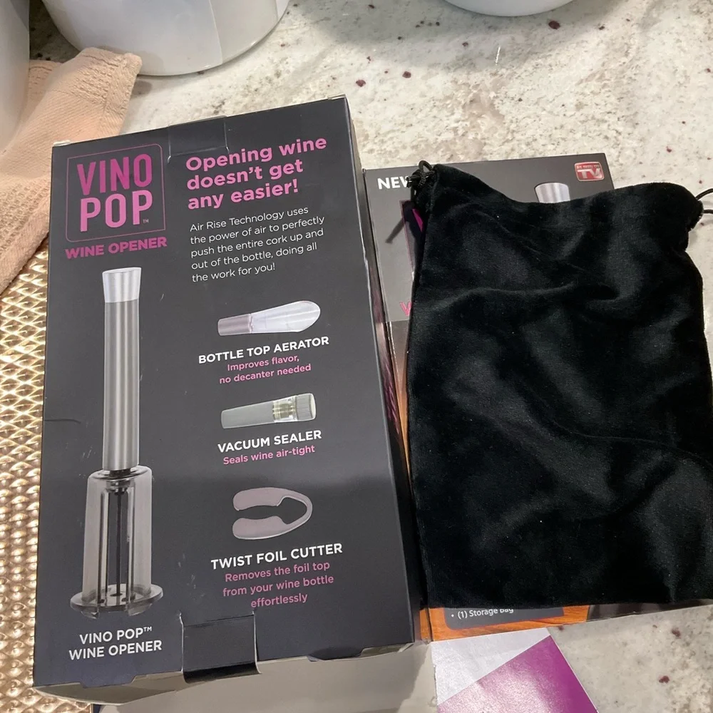 Vino Pop Wine Opener MISSING VACUUM SEALER added vacu wine stopper - Picture 3 of 3